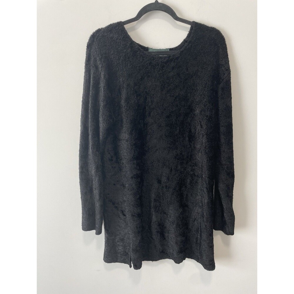 Ralph Lauren Black Chenille Women’s Sweater Large 90s Soft Comfortable Long Line